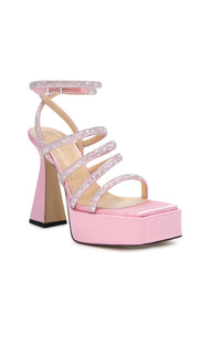 Sydney 140 platform sandals with rhinestones - Pink