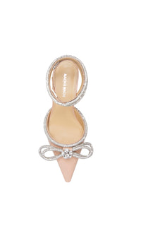 Patent leather & rhinestone Double Bow ballerinas - Nude