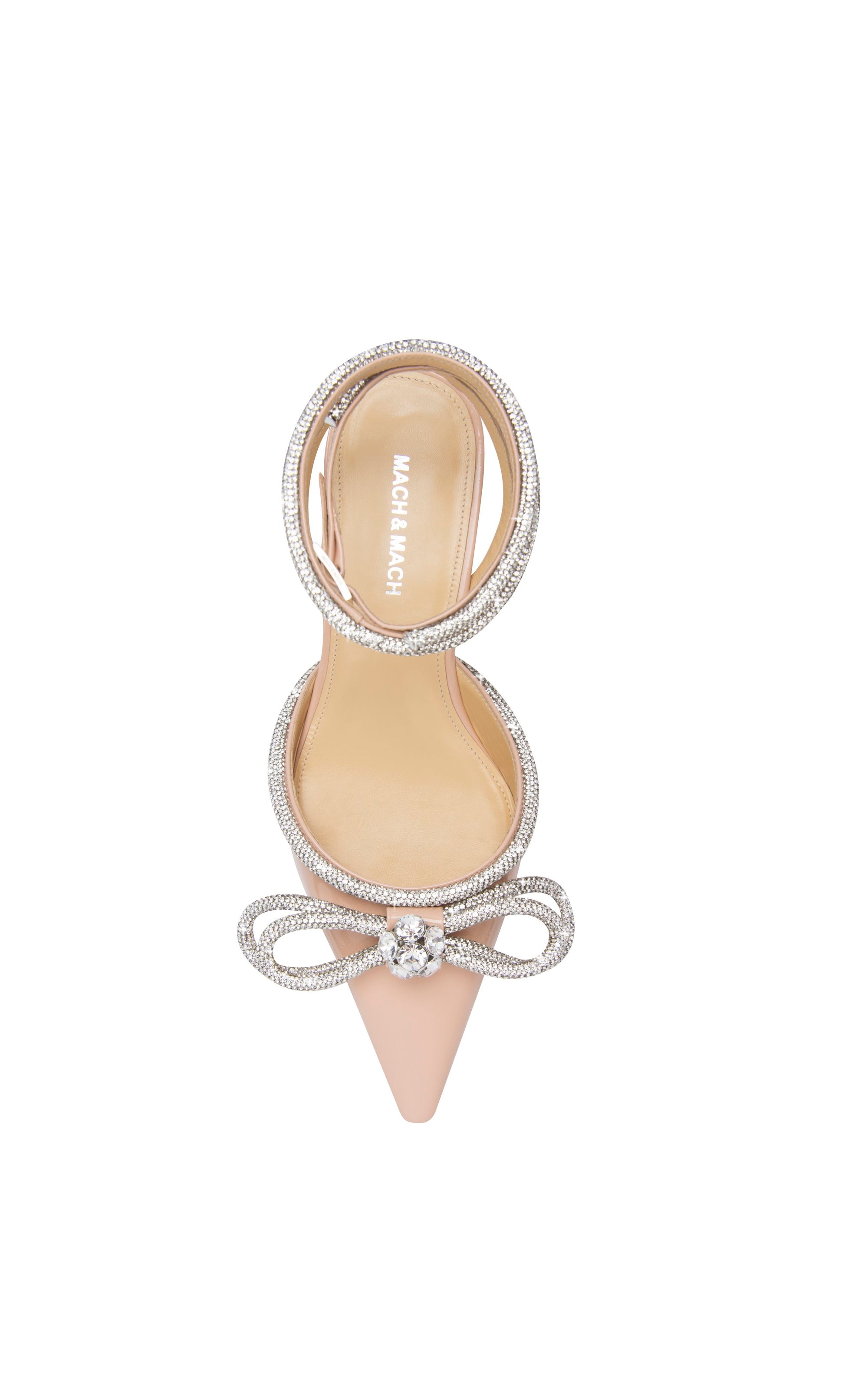 Patent leather & rhinestone Double Bow ballerinas - Nude