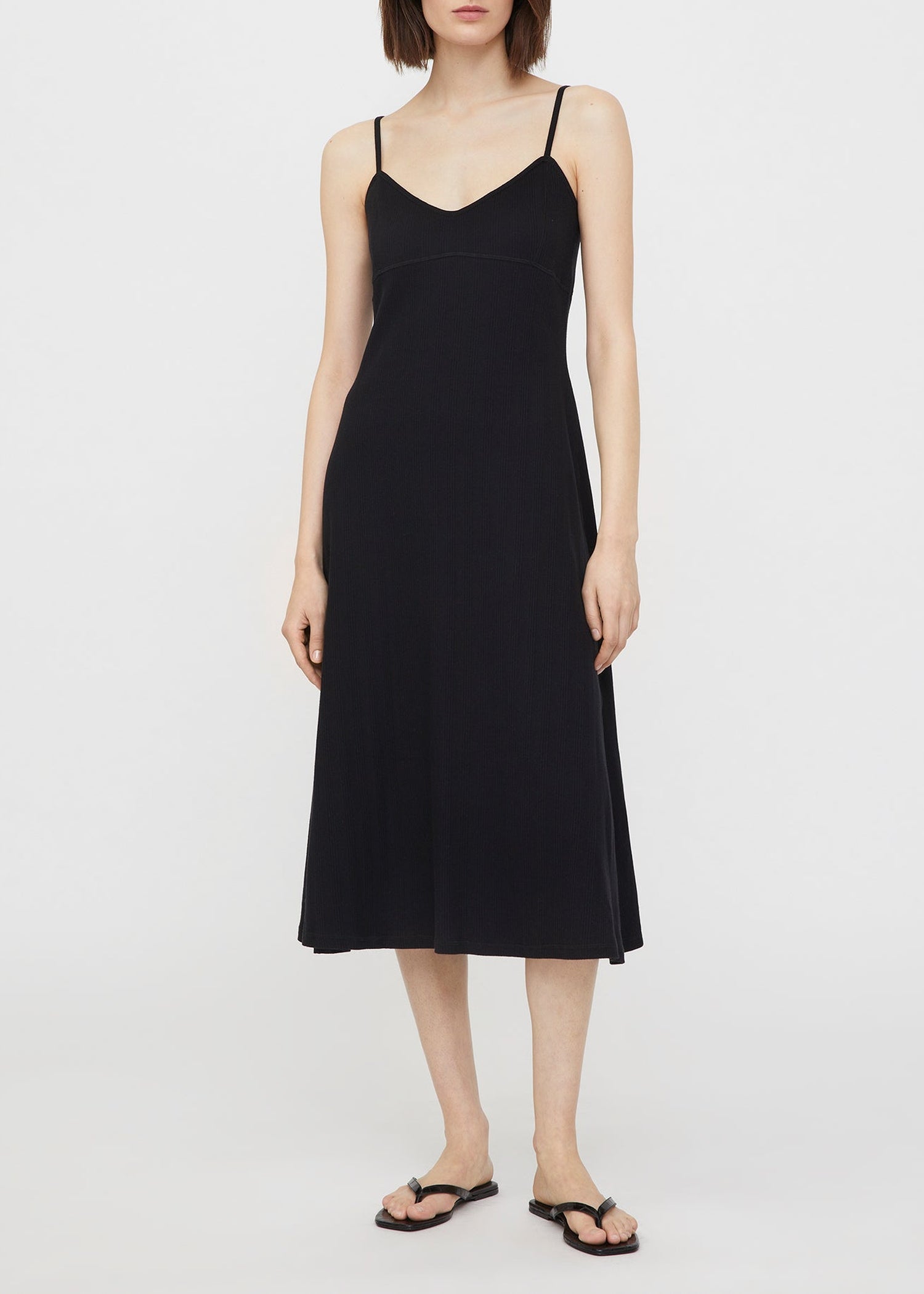 Robe midi à côtes irrégulières - Black
