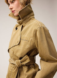 CAMEL DENIM MINI TRENCH
