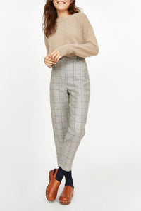 Pantalon Bloom à carreaux en laine et lin - Nuage