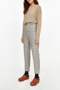 Pantalon Bloom à carreaux en laine et lin - Nuage