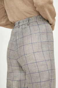 Pantalon Bloom à carreaux en laine et lin - Nuage