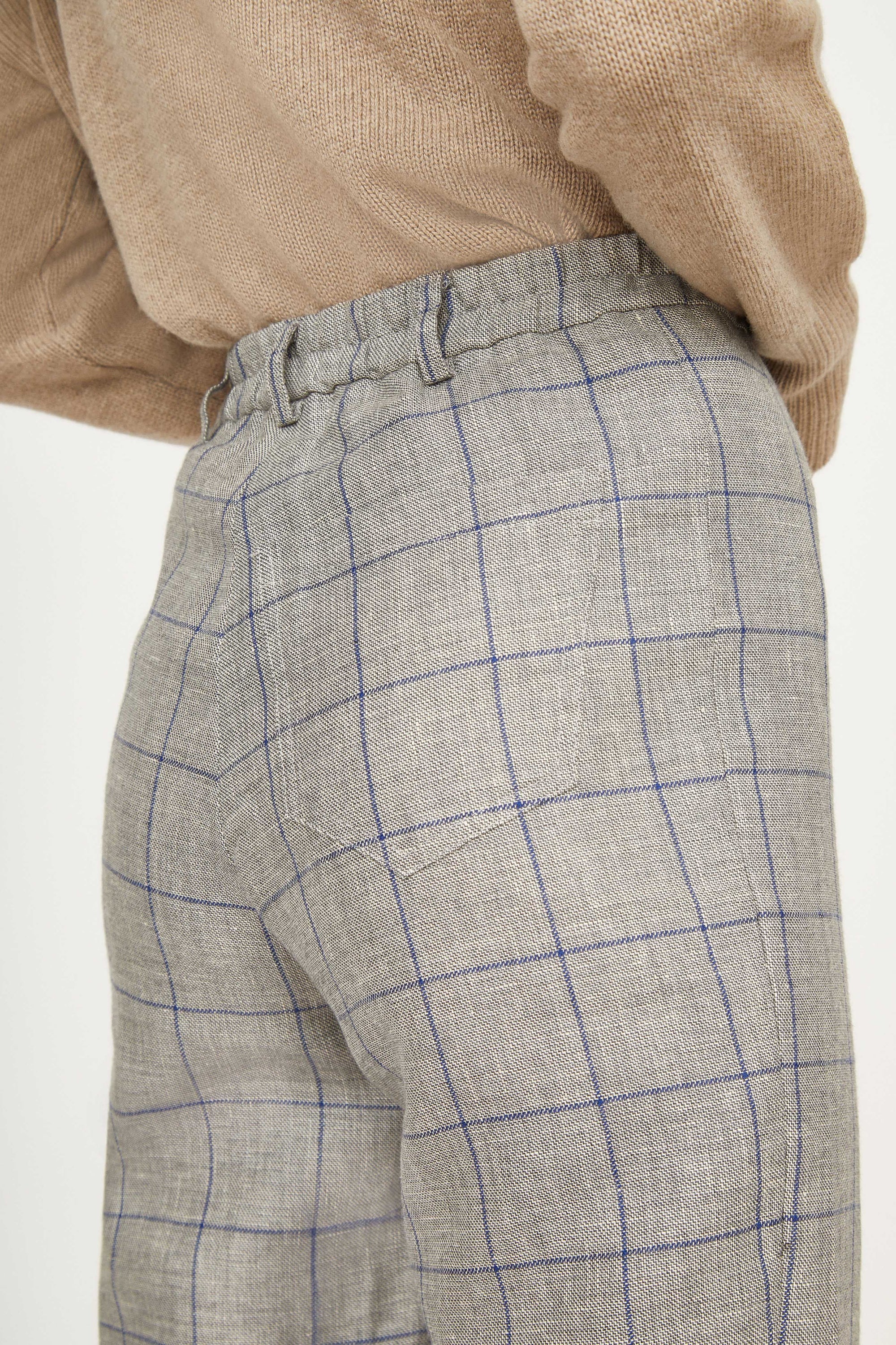 Pantalon Bloom à carreaux en laine et lin - Nuage