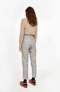 Pantalon Bloom à carreaux en laine et lin - Nuage