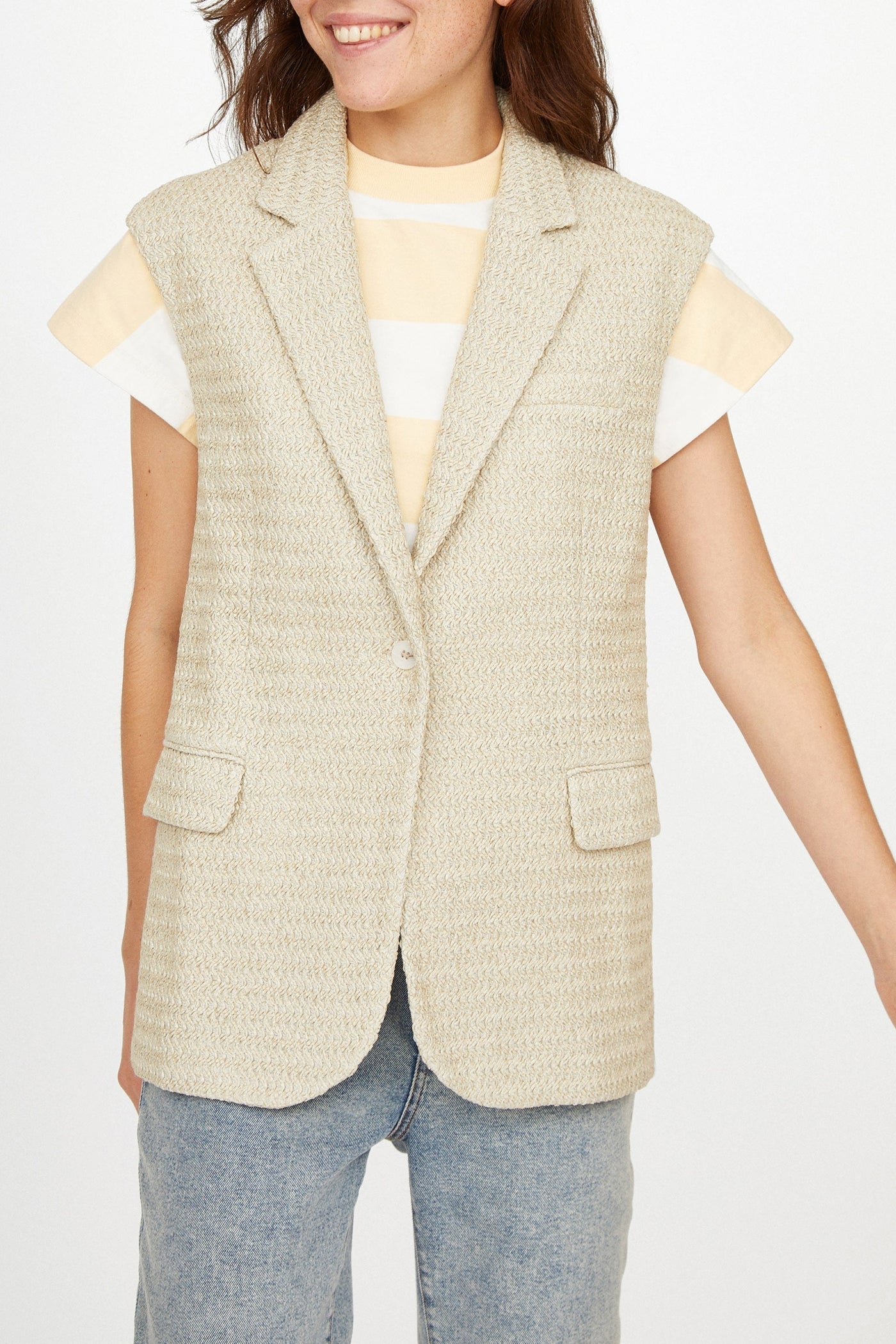 Kent jacket in raffia - Greige