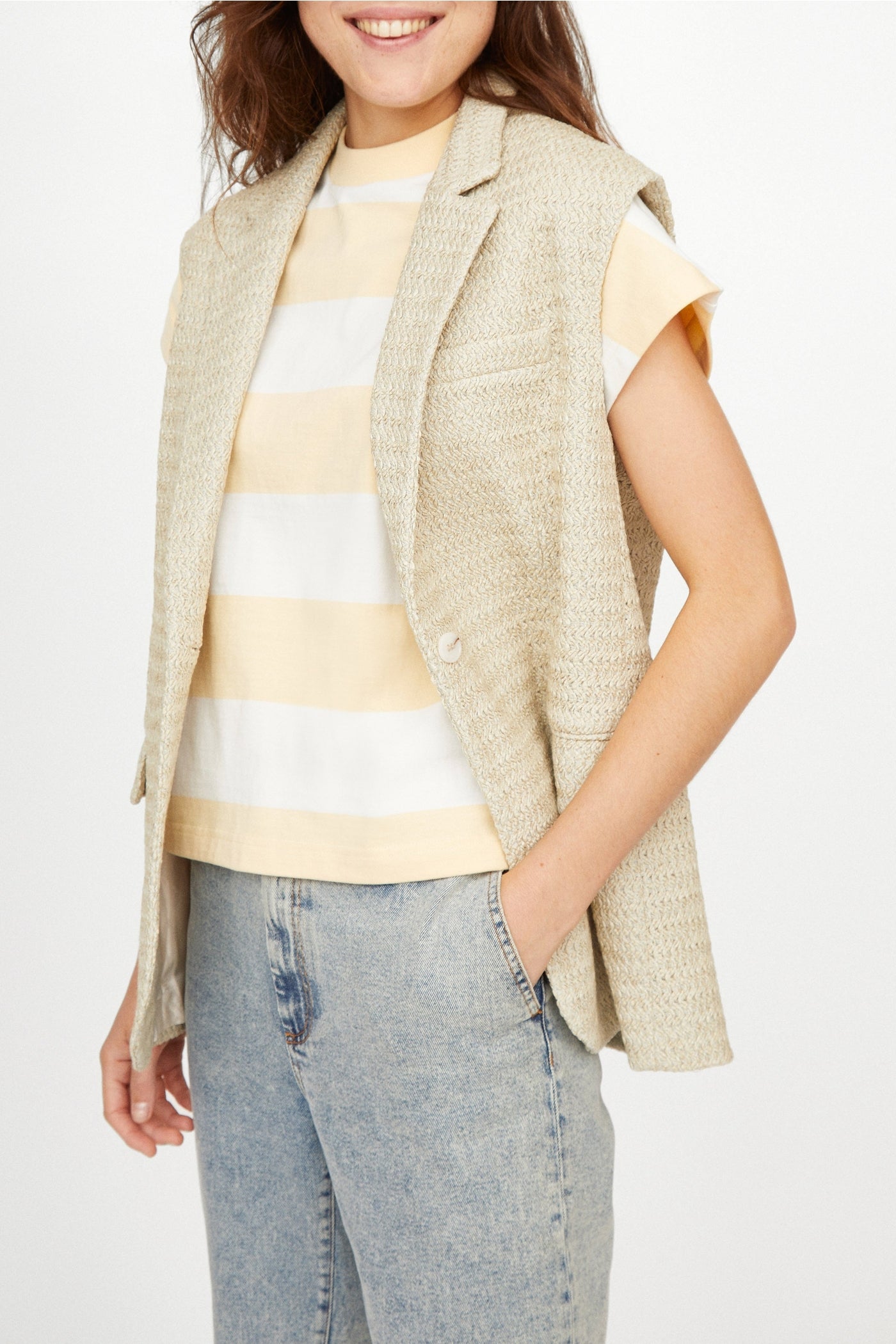 Kent jacket in raffia - Greige