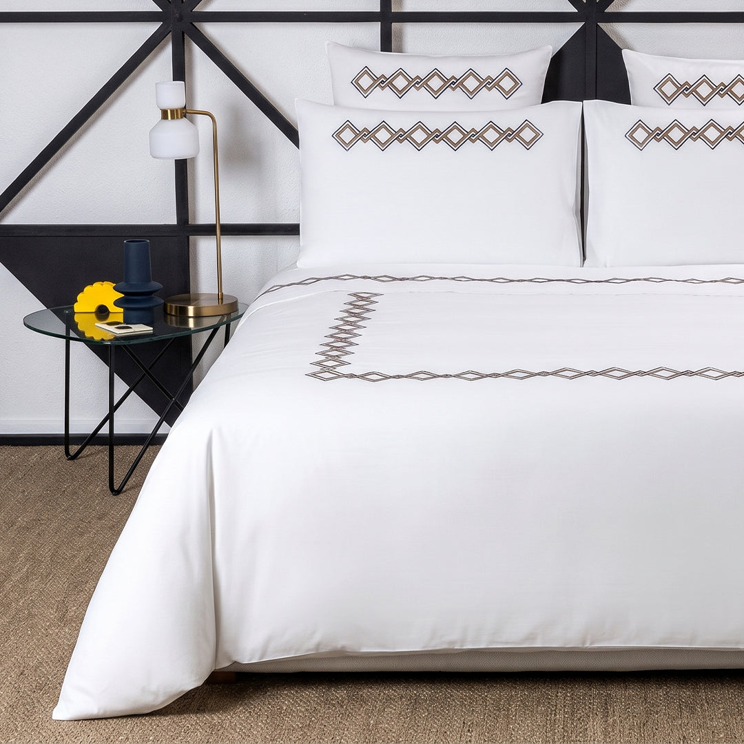 Housse de couette Twist Embroidery en coton - Black & Teak