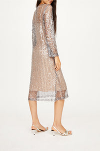 Robe midi Hugo à sequins - Argent