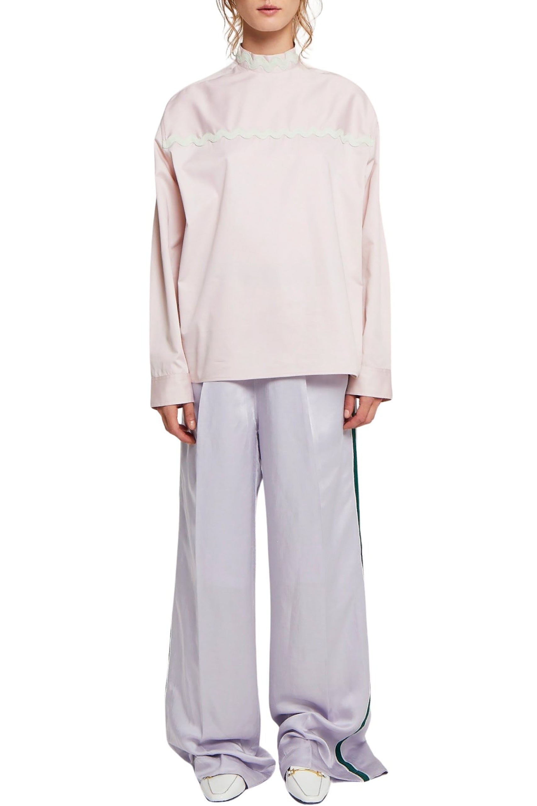 Blouse Screw à col cheminée brodé - Pink