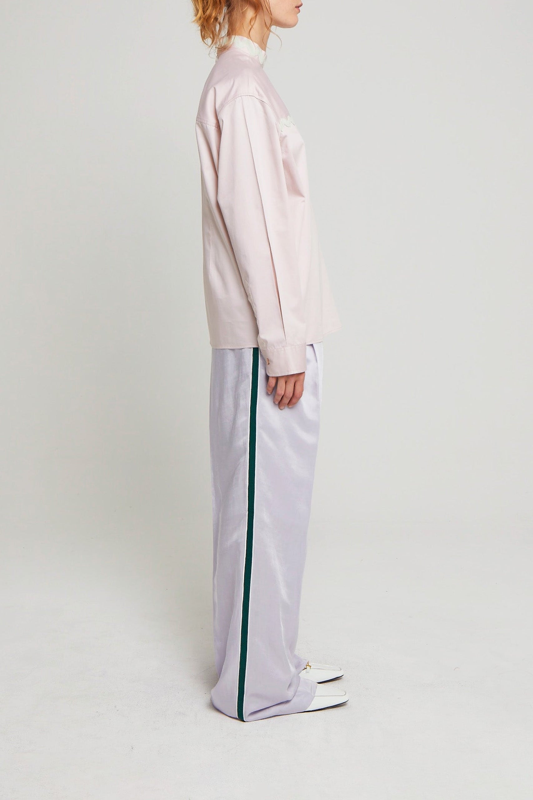 Blouse Screw à col cheminée brodé - Pink