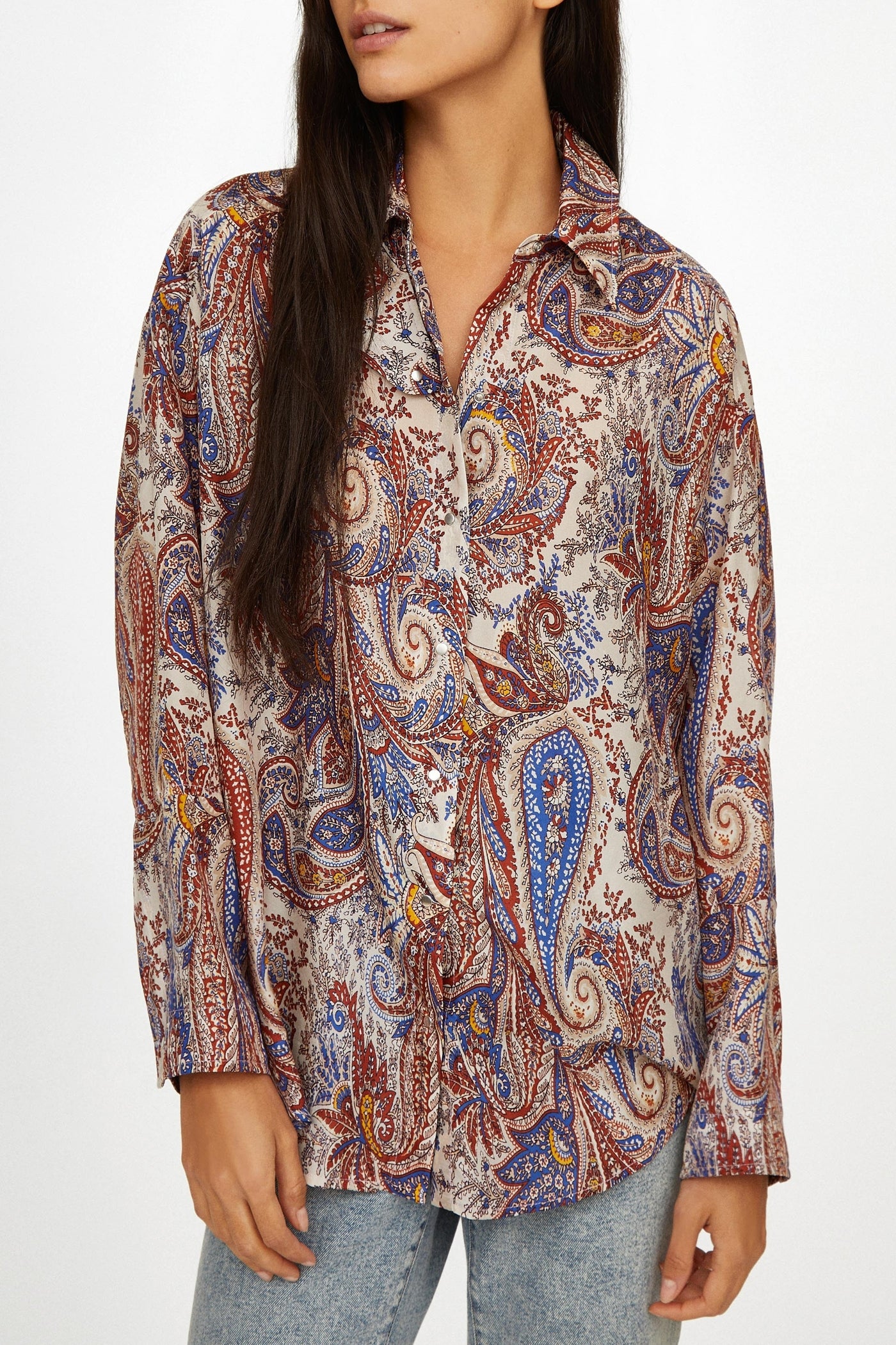 Chemise Valley à motif paisley en soie - Soleil