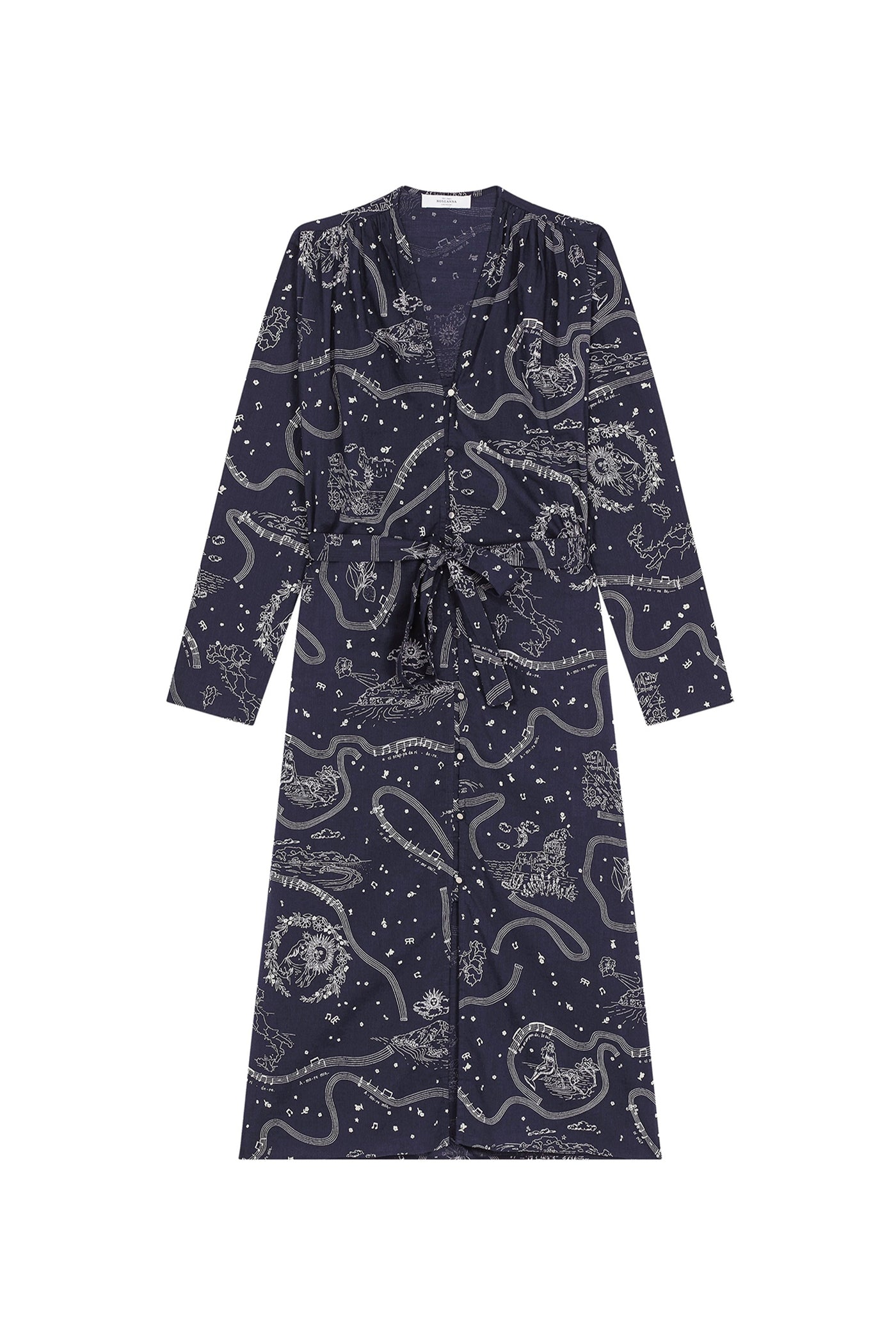 Robe longue Edward à motif - Marine