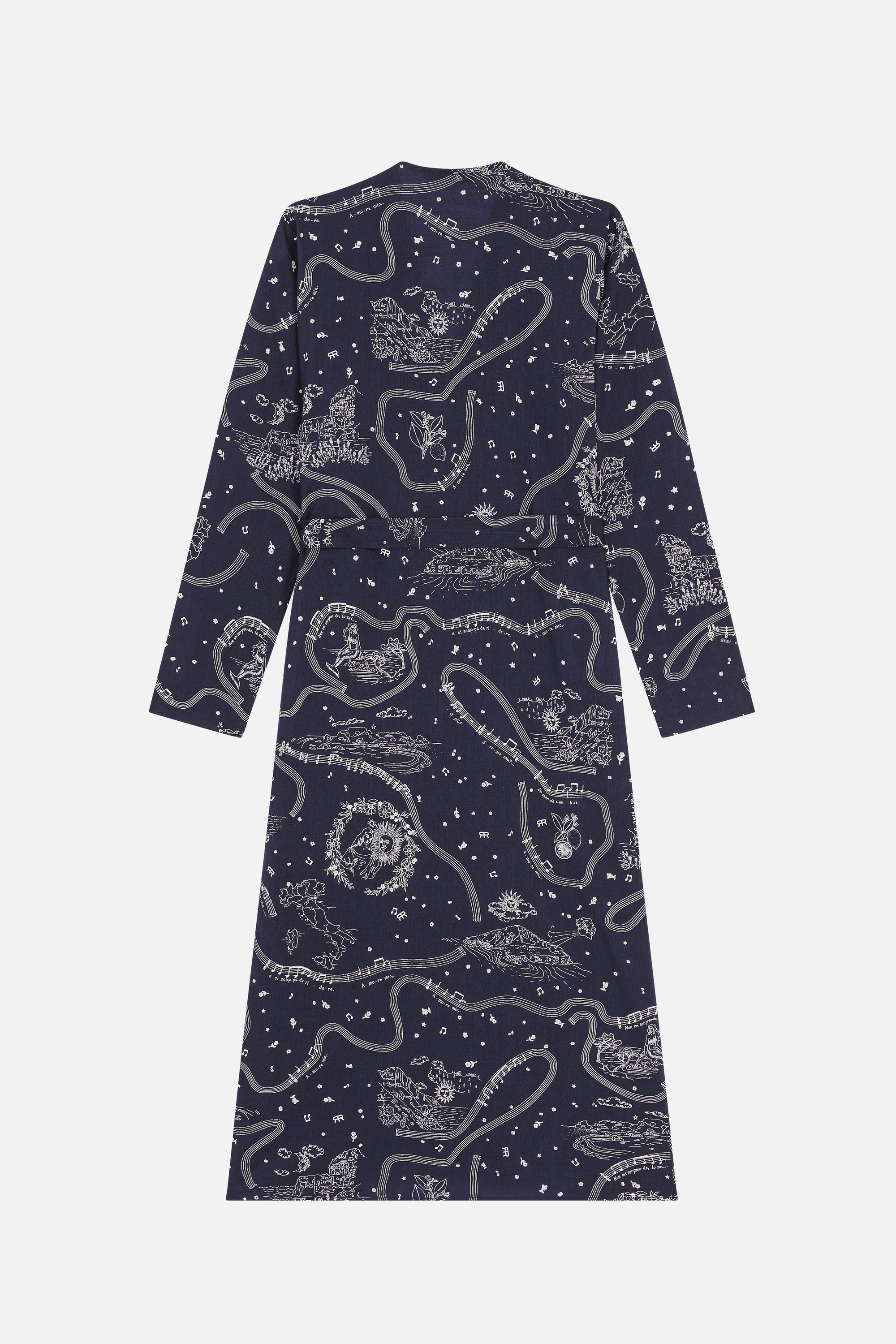 Robe longue Edward à motif - Marine