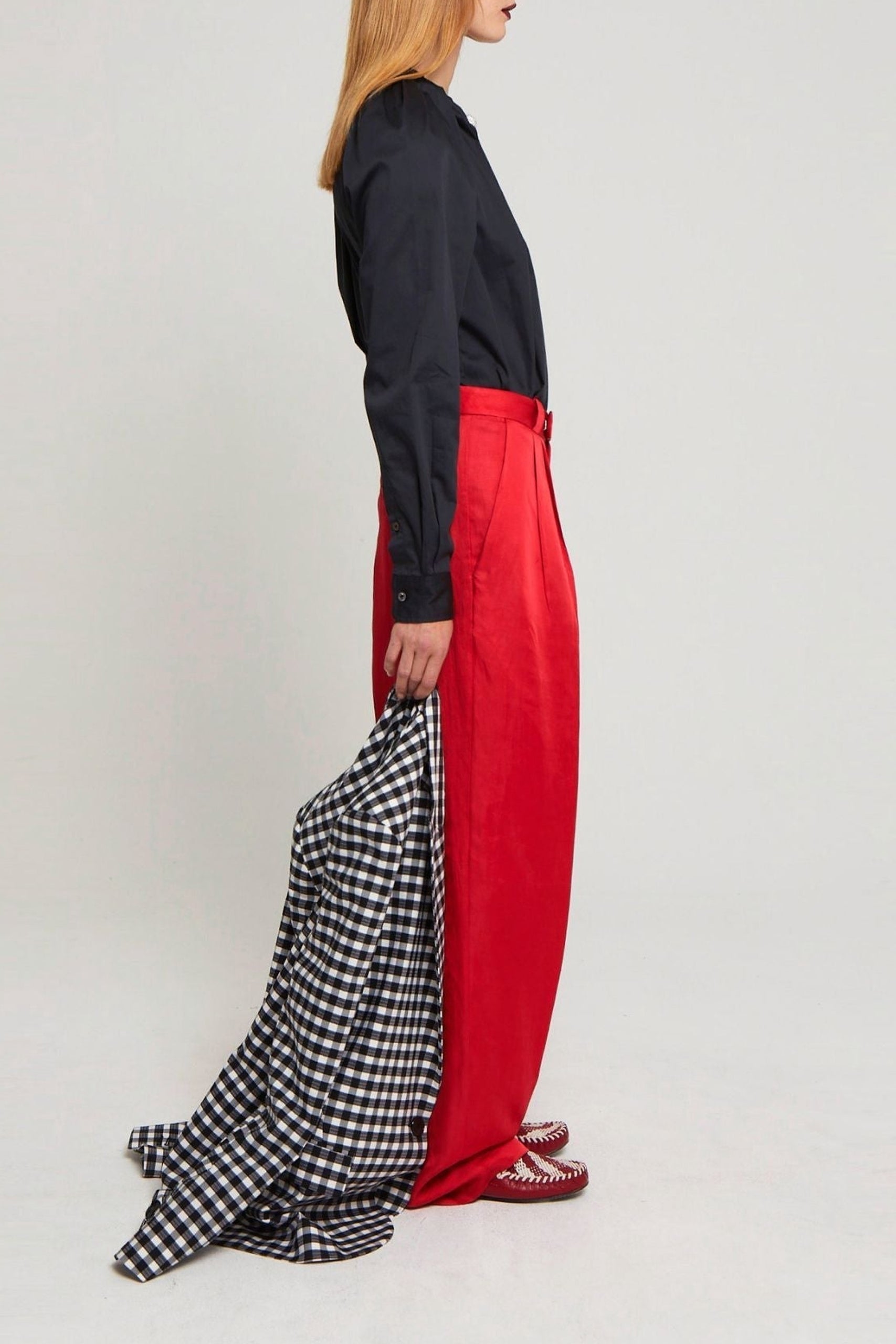 Pantalon Manuela taille haute en lin mélangé - Red
