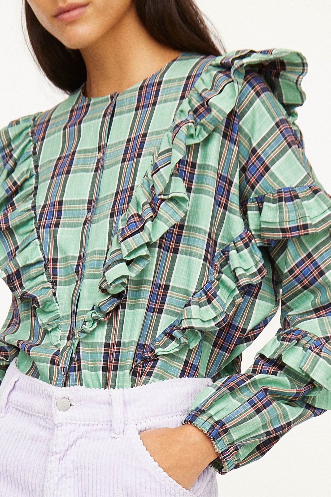Blouse Milk à carreaux - Aqua
