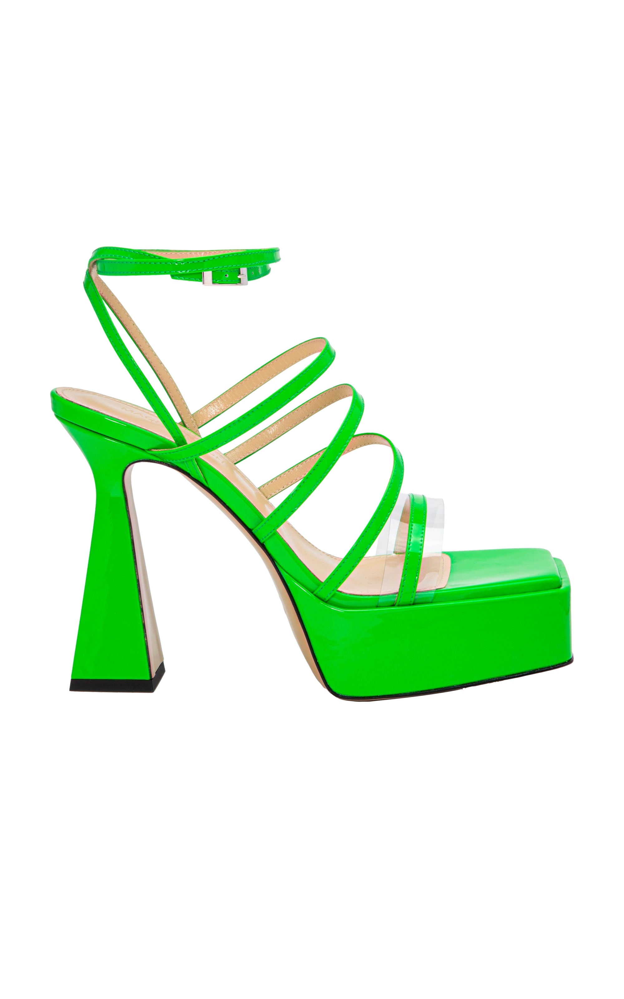 Olivia 140 platform sandals in patent leather - Fluo Green