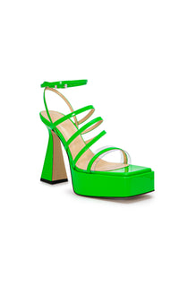Olivia 140 platform sandals in patent leather - Fluo Green