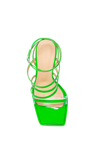 Olivia 140 platform sandals in patent leather - Fluo Green