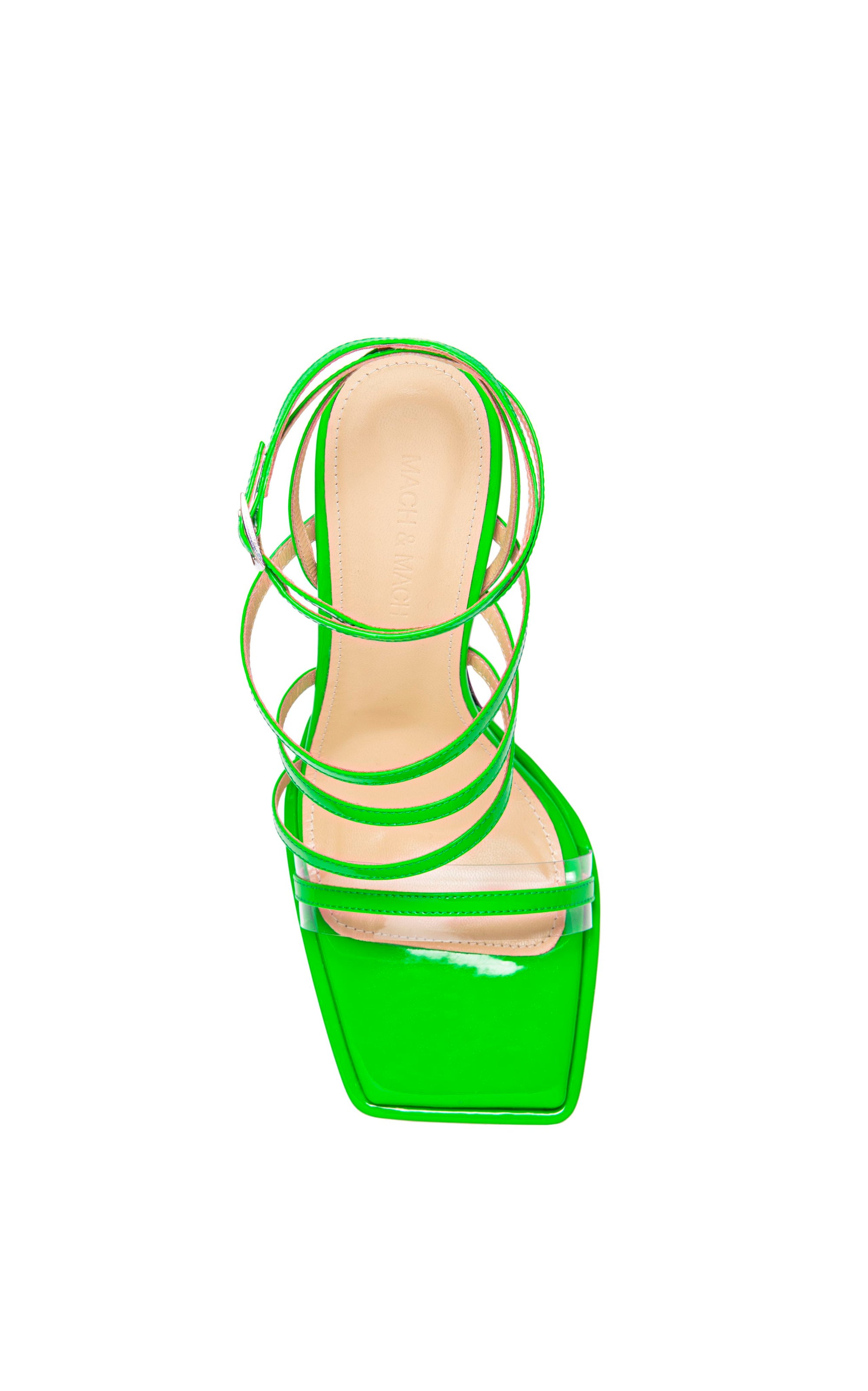 Olivia 140 platform sandals in patent leather - Fluo Green