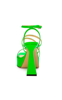Olivia 140 platform sandals in patent leather - Fluo Green