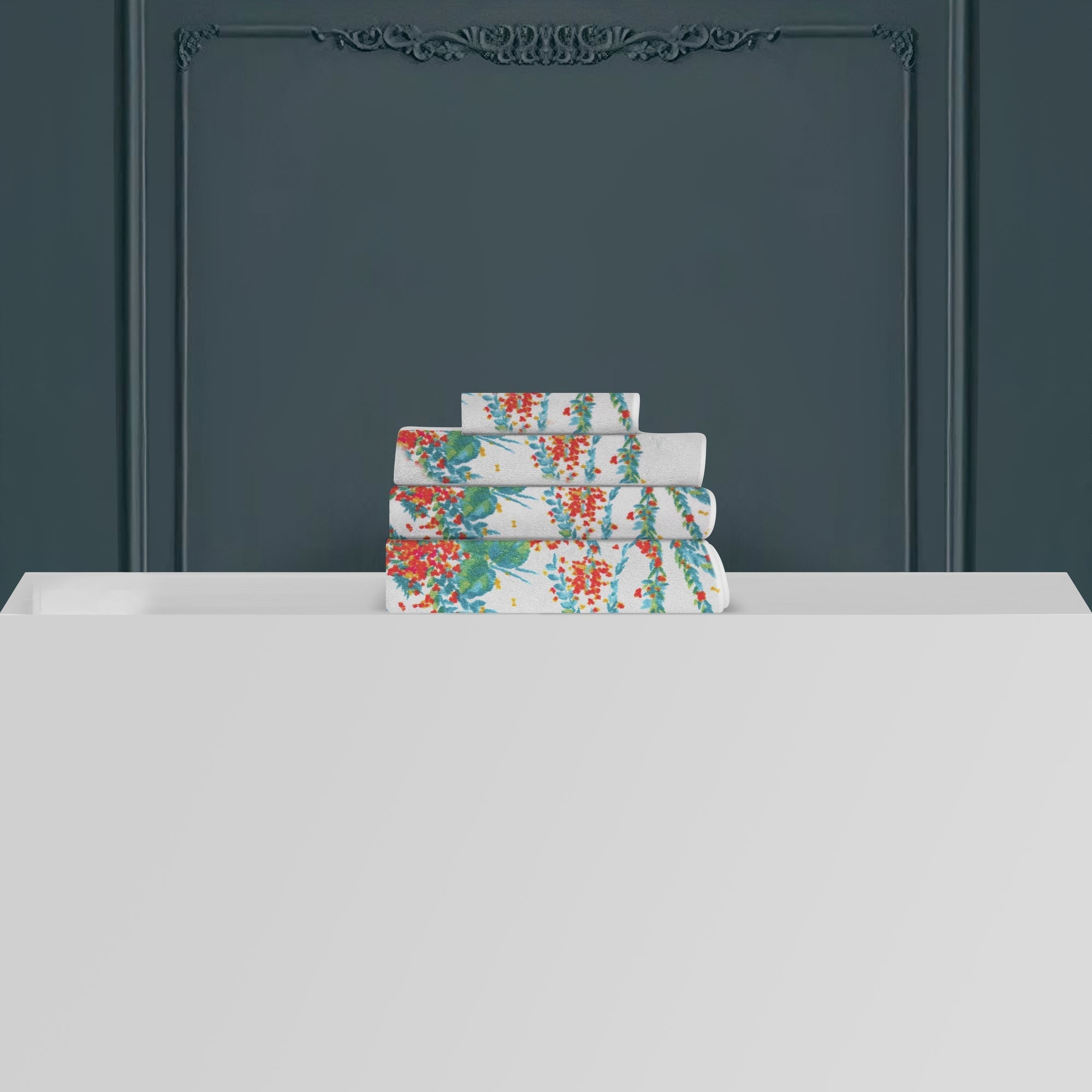Univers de bain Feuillage et fleurette - Bleu & Vert
