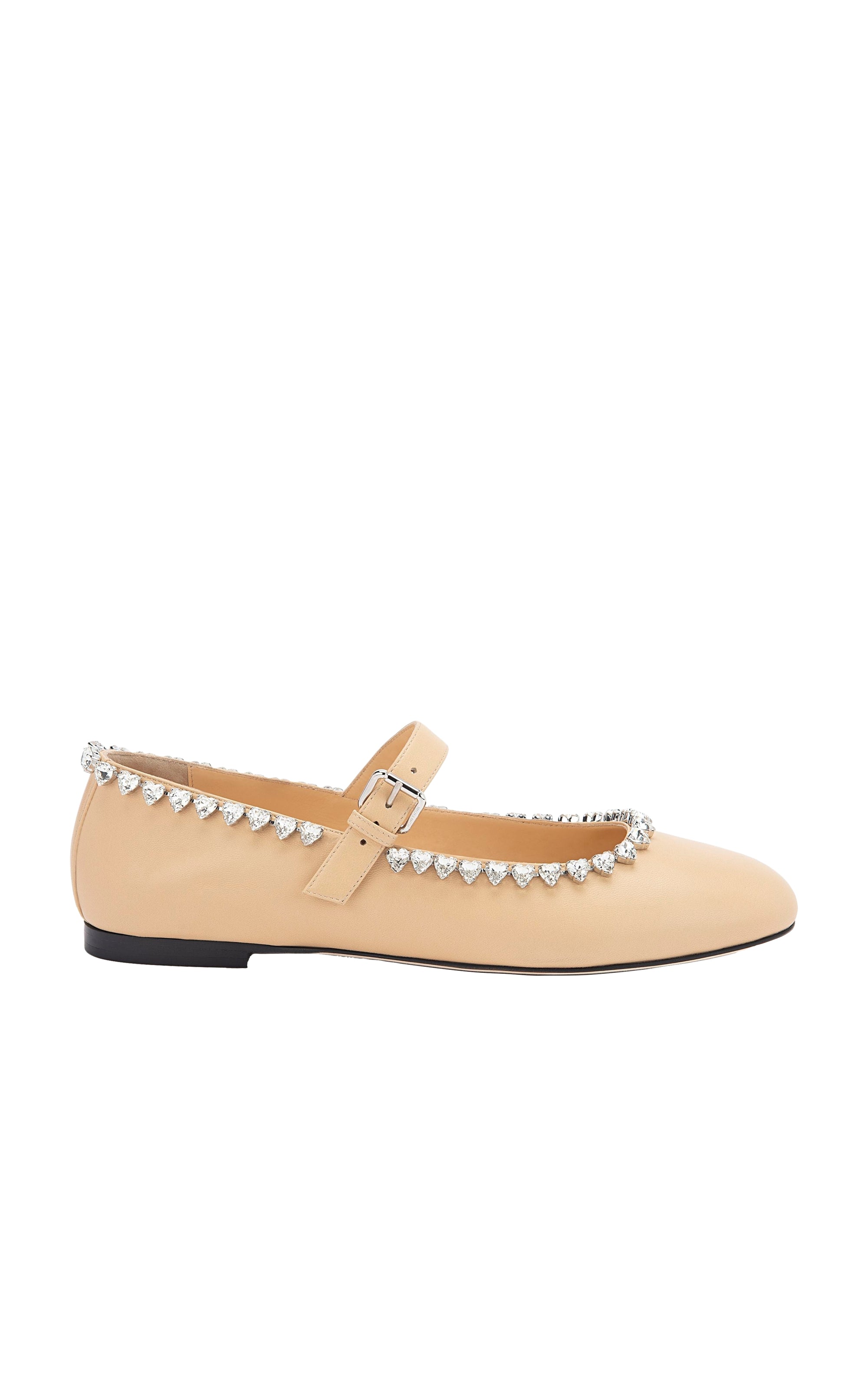Audrey ballerinas in leather & strass - Nude