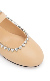 Audrey ballerinas in leather & strass - Nude