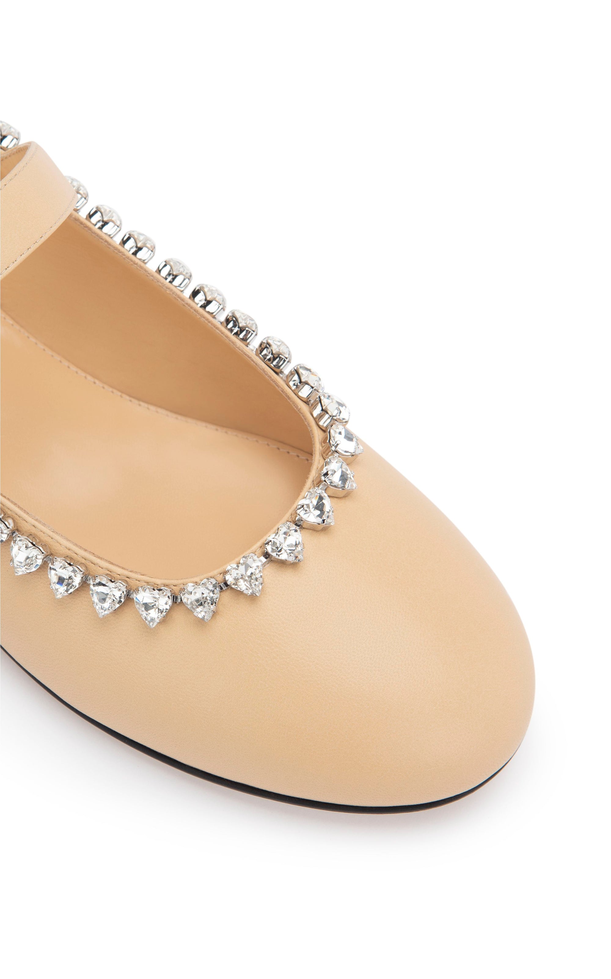 Audrey ballerinas in leather & strass - Nude