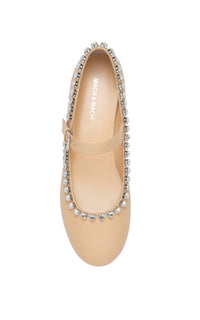 Audrey ballerinas in leather & strass - Nude