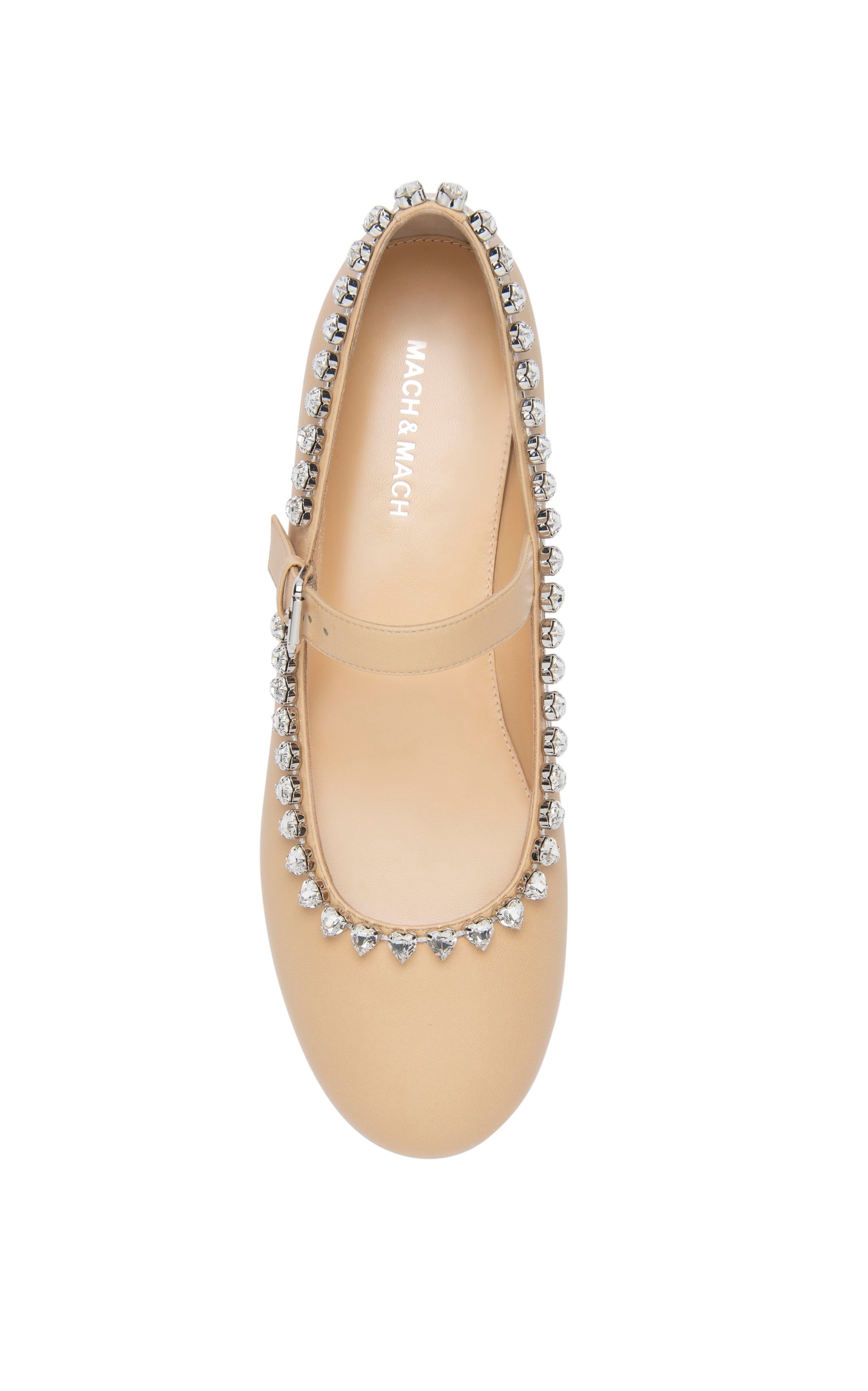 Audrey ballerinas in leather & strass - Nude