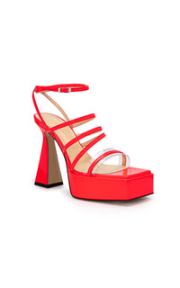 Olivia 140 platform sandals in patent leather - Fluo Pink