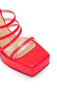 Olivia 140 platform sandals in patent leather - Fluo Pink