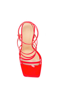 Olivia 140 platform sandals in patent leather - Fluo Pink