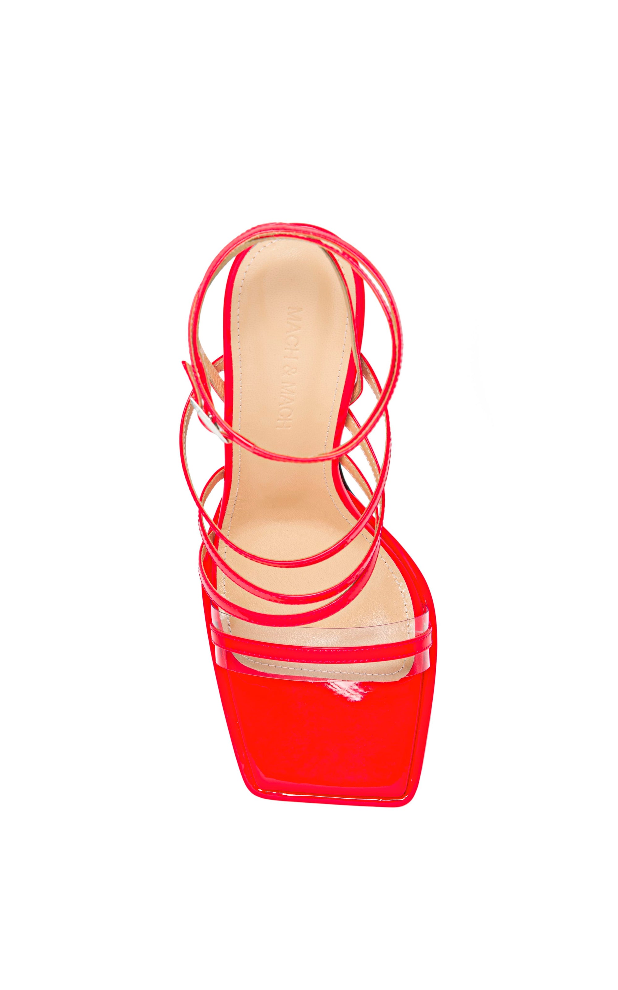 Olivia 140 platform sandals in patent leather - Fluo Pink