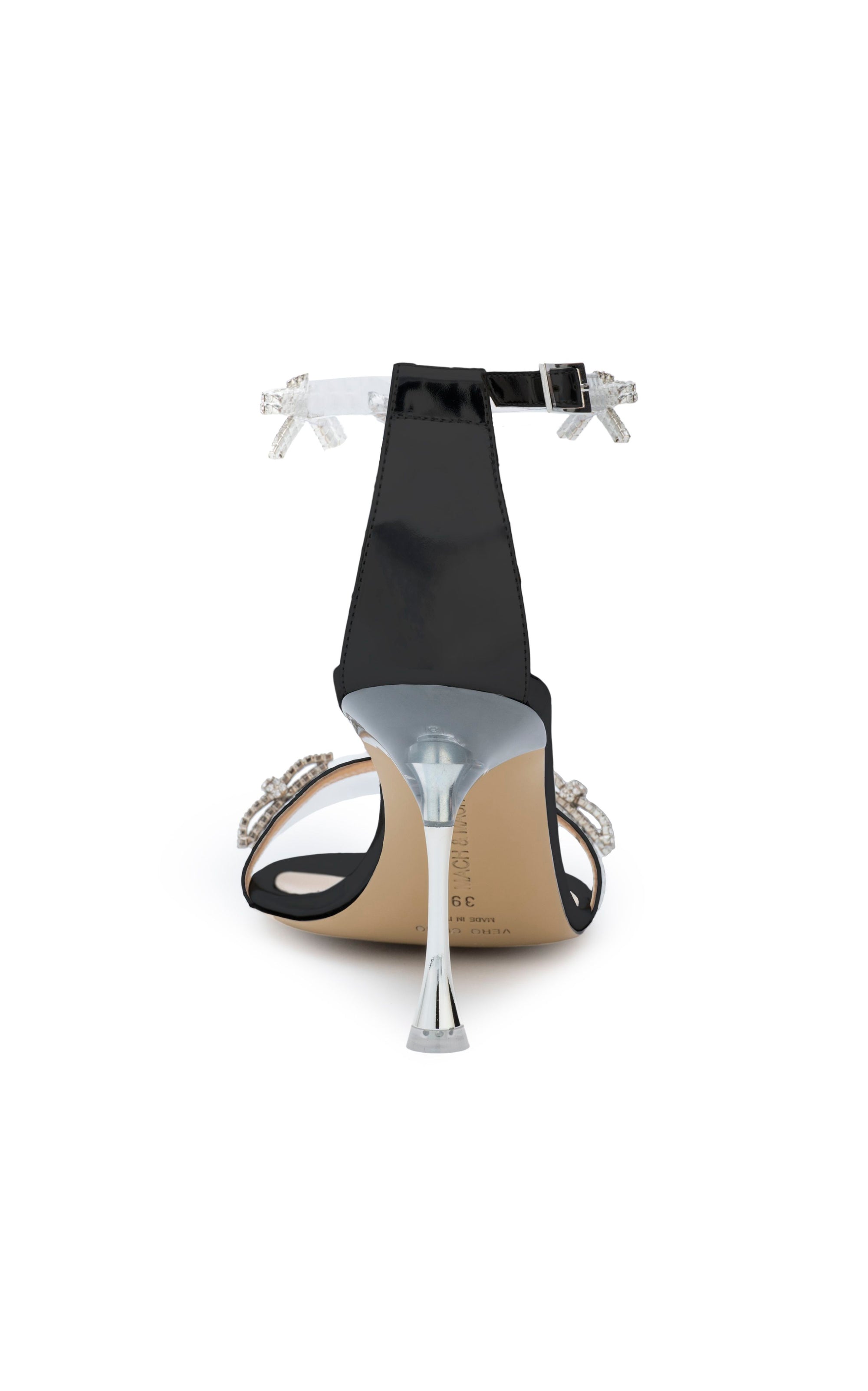 Bow 95 rhinestone heel sandals - Black