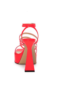 Olivia 140 platform sandals in patent leather - Fluo Pink