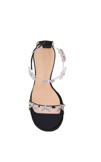 Bow 95 rhinestone heel sandals - Black