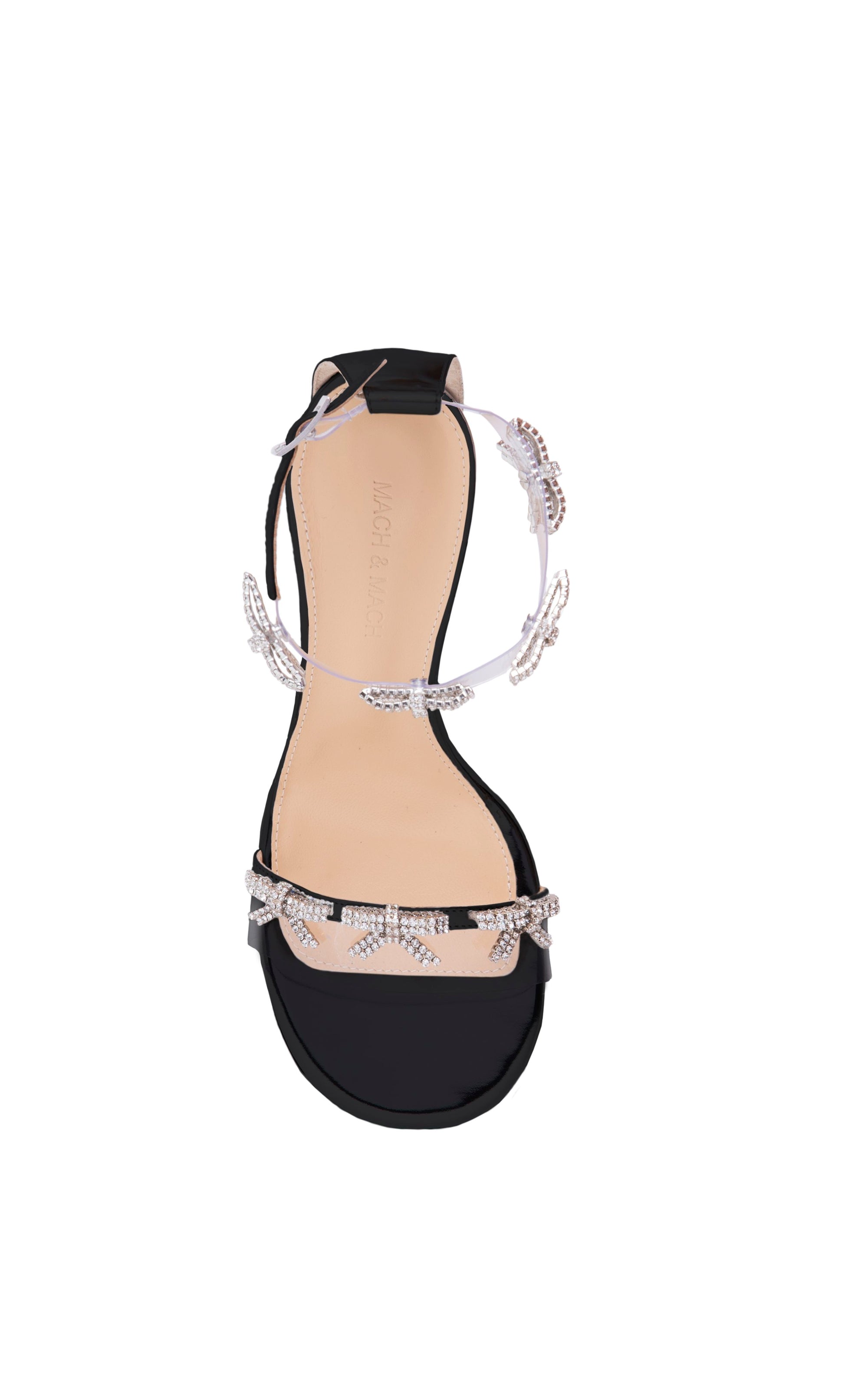 Bow 95 rhinestone heel sandals - Black