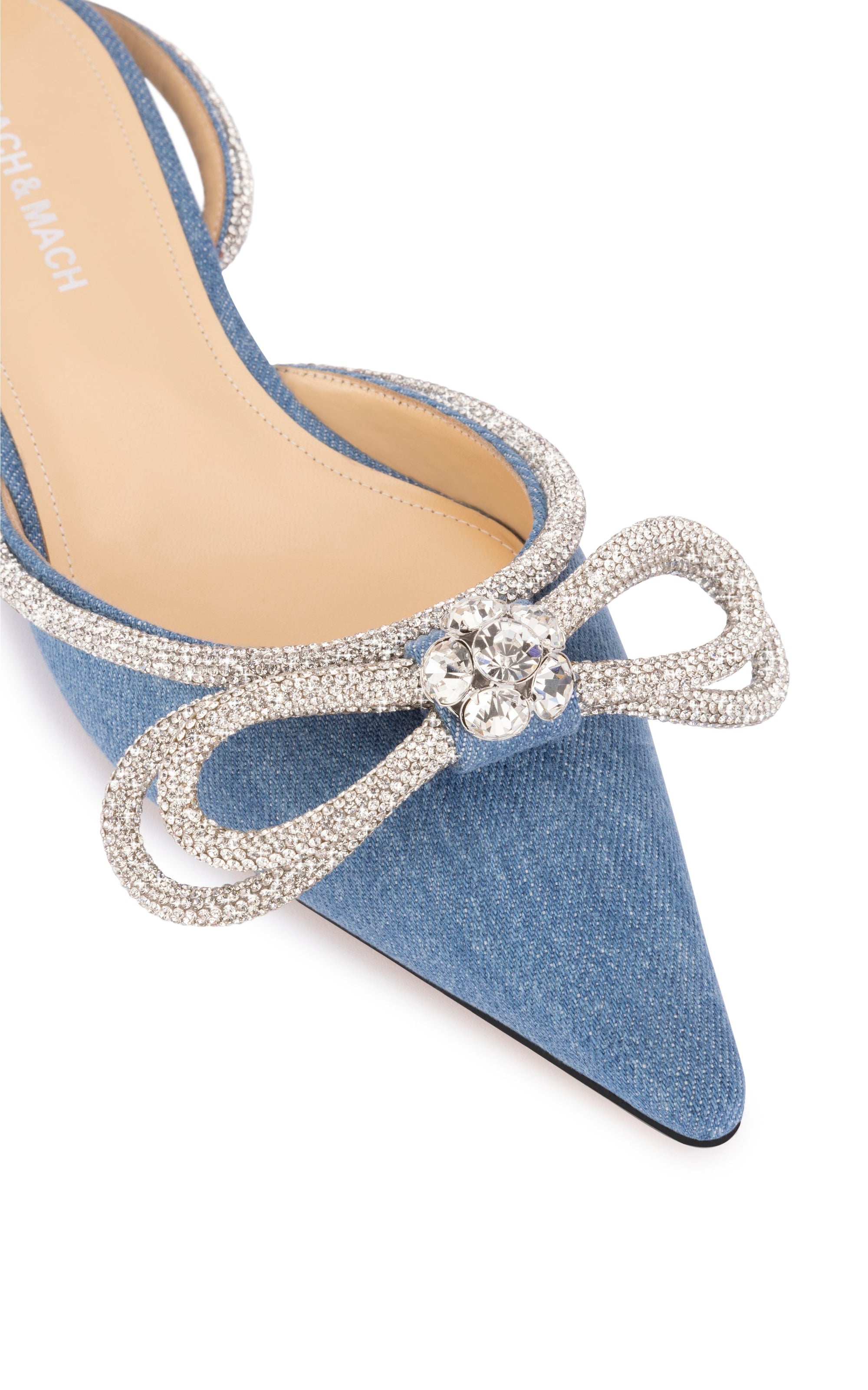 Double Bow ballerinas in denim & rhinestone - Denim Blue