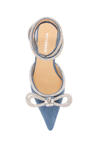 Double Bow ballerinas in denim & rhinestone - Denim Blue