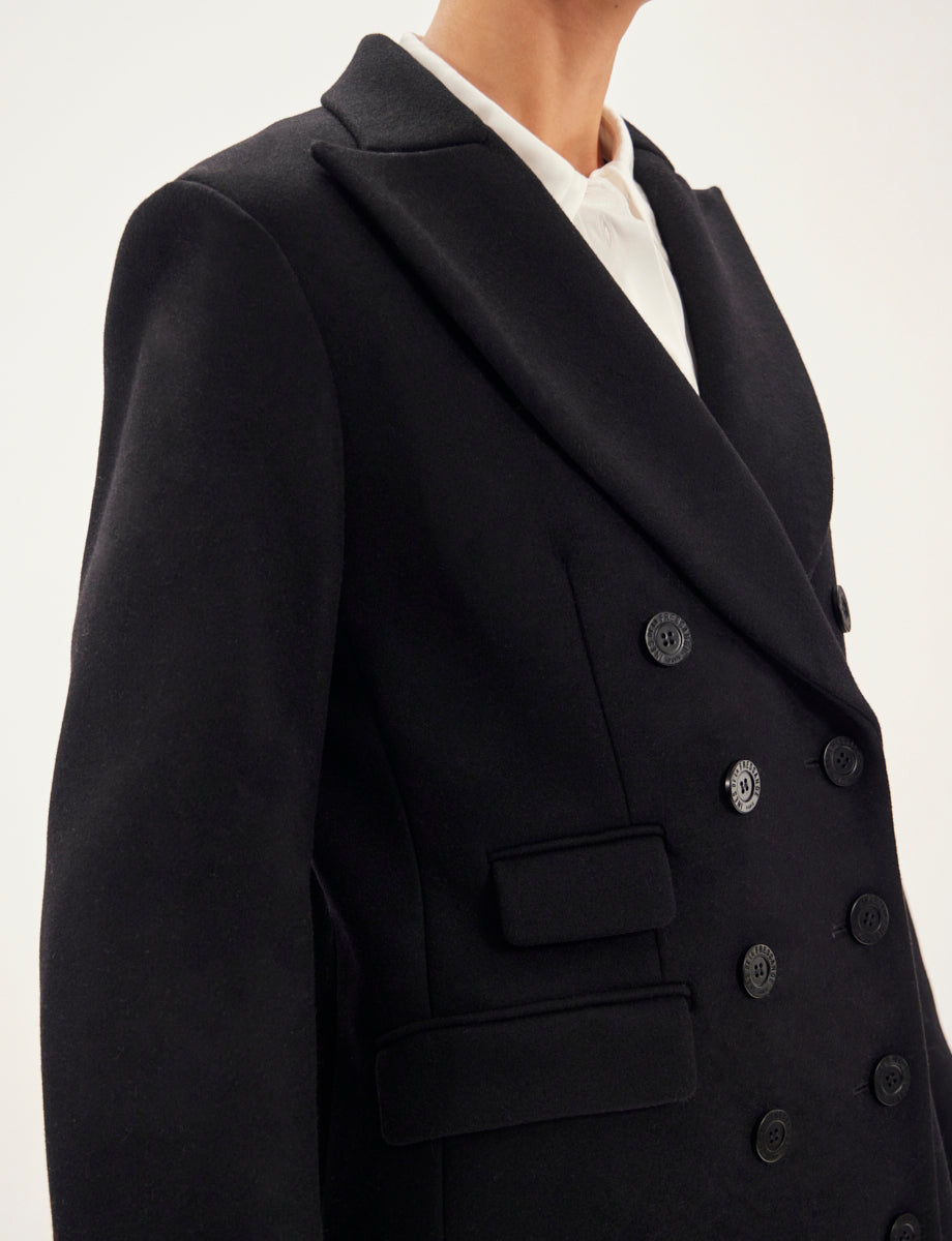 3qty RELIQUAT 250€ 100%  / Manteau Mauricette en laine - Black