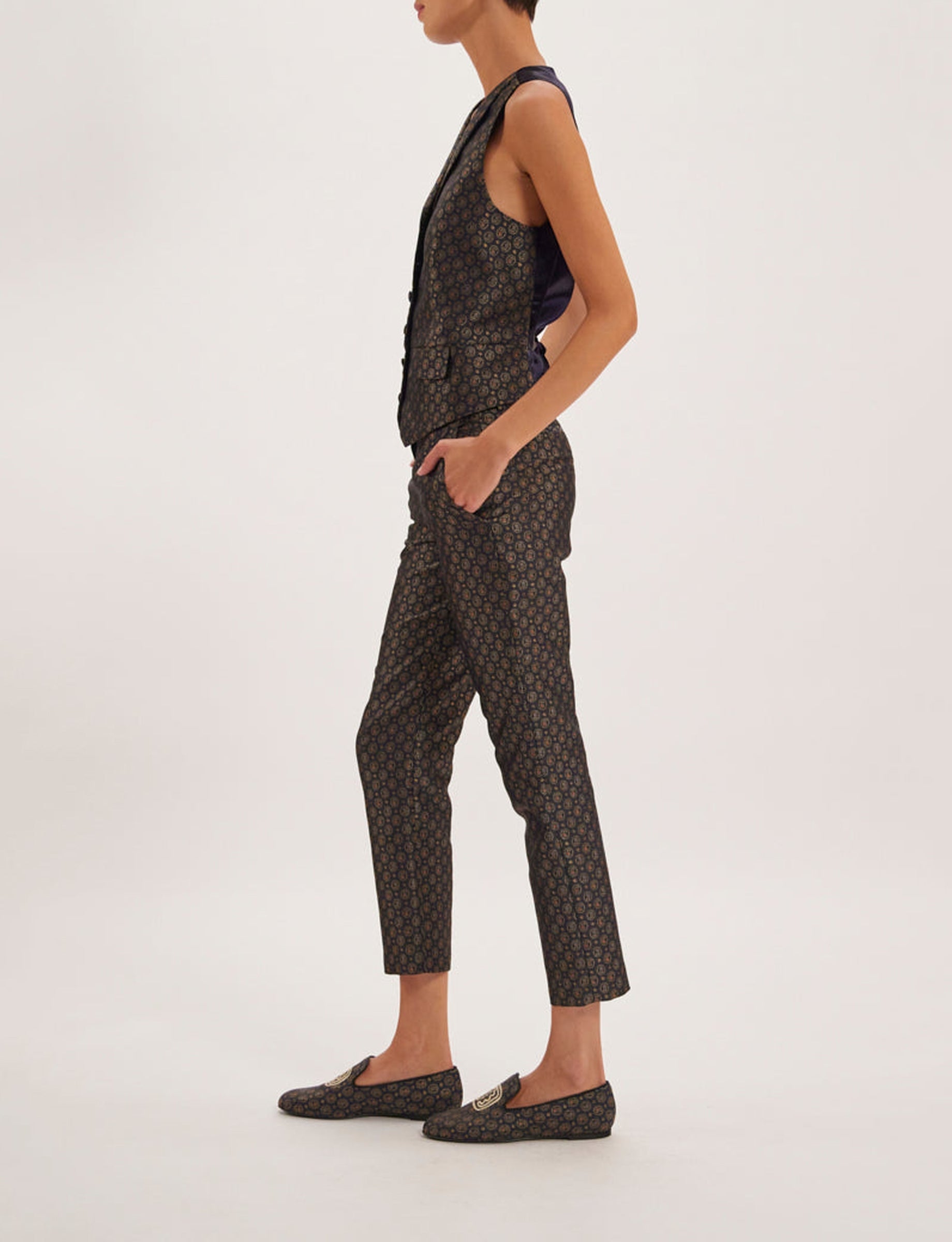 6qty RELIQUAT 75€ 6,7%  / Pantalon 7/8 Audrey - Navy Multicolor