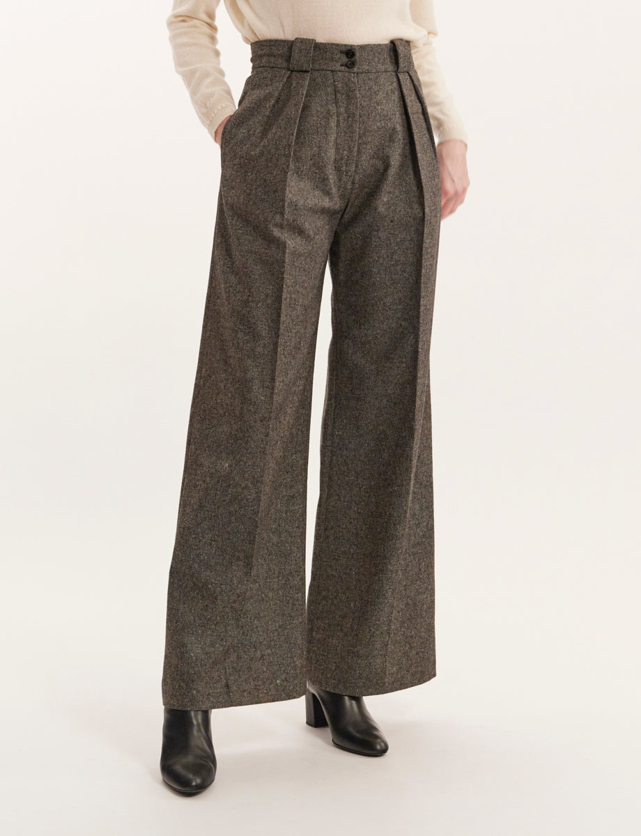 1qty RELIQUAT 75€ 100%  / Pantalon taille haute Marlène en laine - Grey
