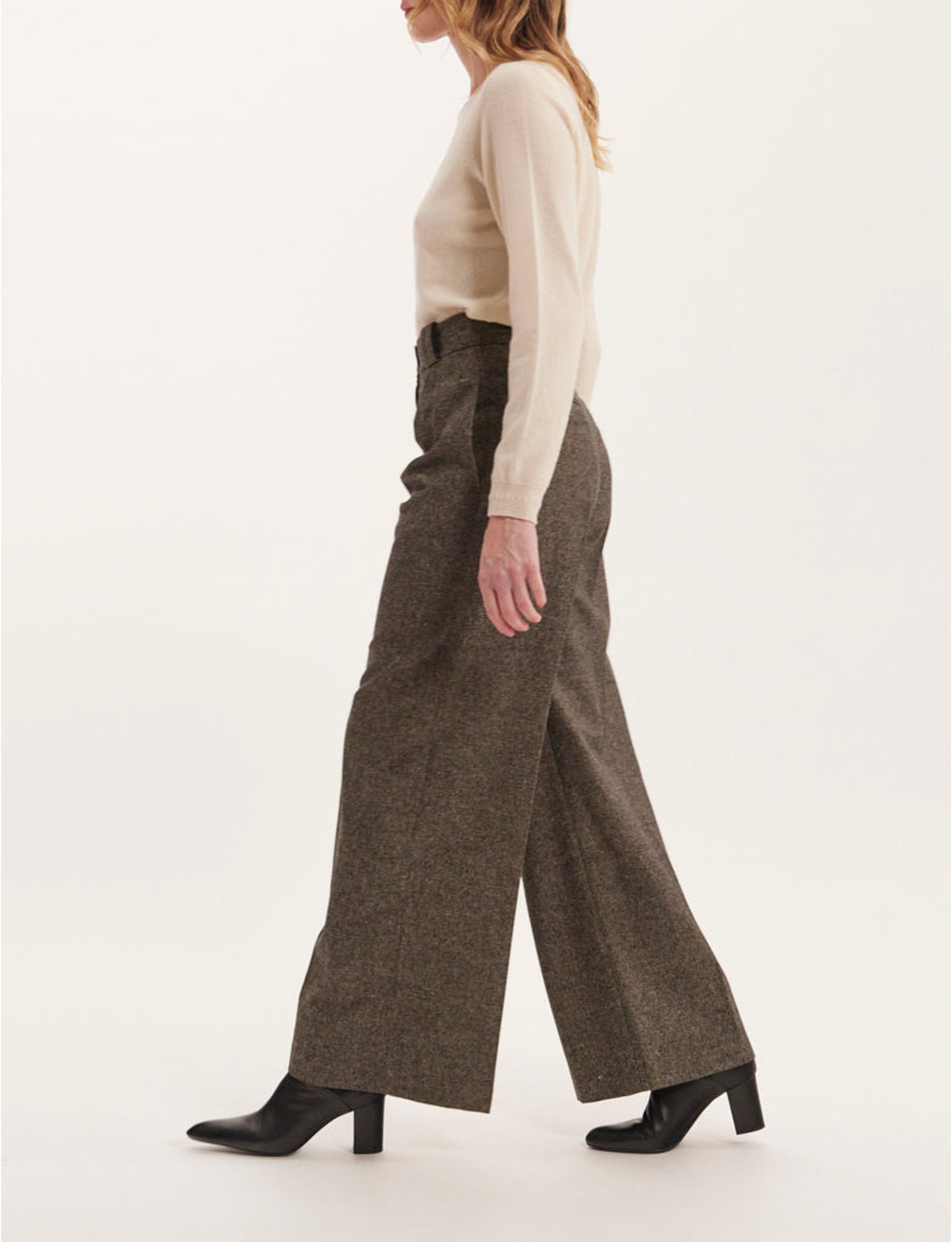 1qty RELIQUAT 75€ 100%  / Pantalon taille haute Marlène en laine - Grey