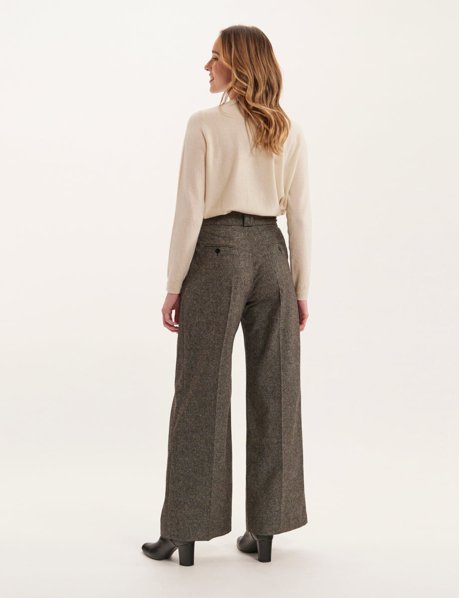 1qty RELIQUAT 75€ 100%  / Pantalon taille haute Marlène en laine - Grey