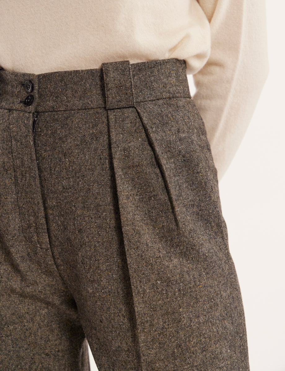 1qty RELIQUAT 75€ 100%  / Pantalon taille haute Marlène en laine - Grey