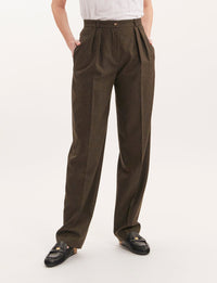 6qty RELIQUAT 75€ 0%  / Pantalon taille haute Marlow en laine - Khaki