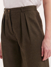 6qty RELIQUAT 75€ 0%  / Pantalon taille haute Marlow en laine - Khaki
